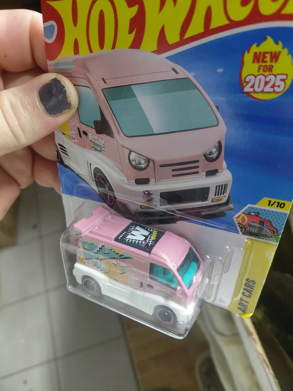 pink Hot Wheels Kei Swap (11/250) from the 2025 HW Art Cars series features a pl